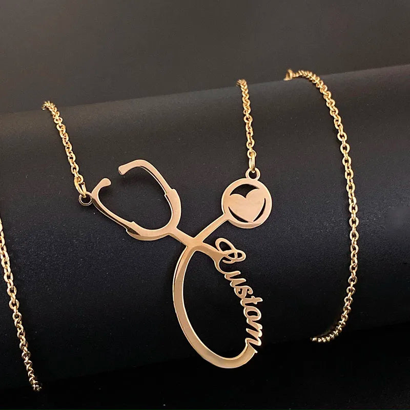 Personalized Stethoscope Name Necklace