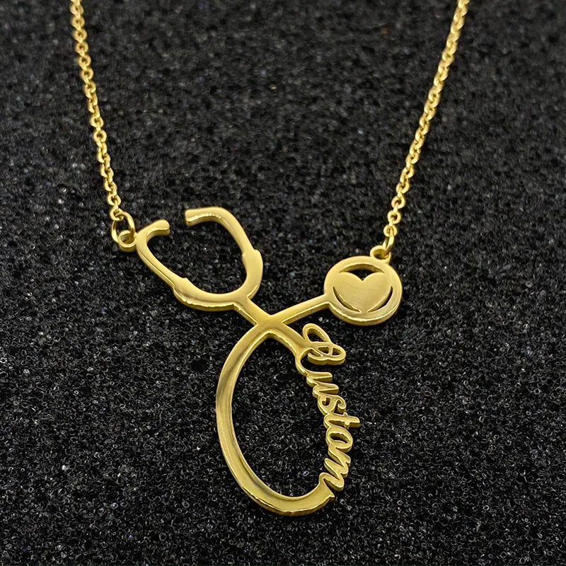 Personalized Stethoscope Name Necklace