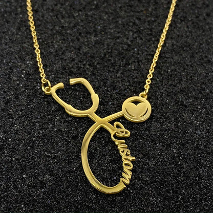 Personalized Stethoscope Name Necklace