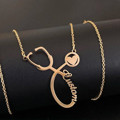 Personalized Stethoscope Name Necklace