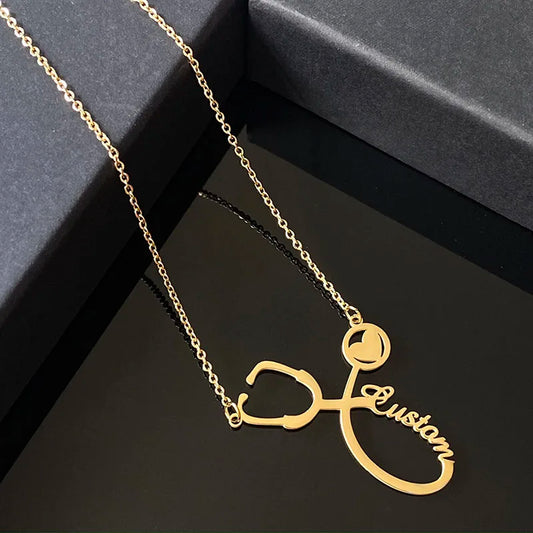 Personalized Stethoscope Name Necklace