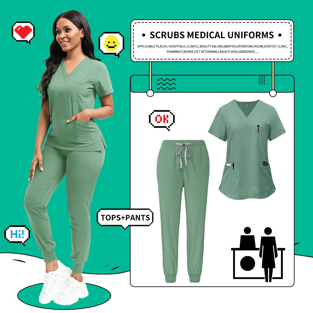 Quick-Dry Medical Scrubs Set Professional
