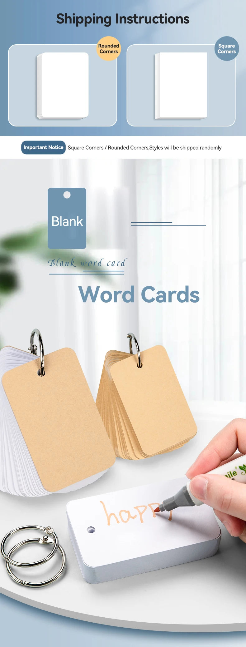 Kraft Paper Flashcard Notebook