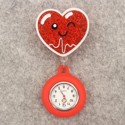 Glitter Heart Nurse Pocket Watch
