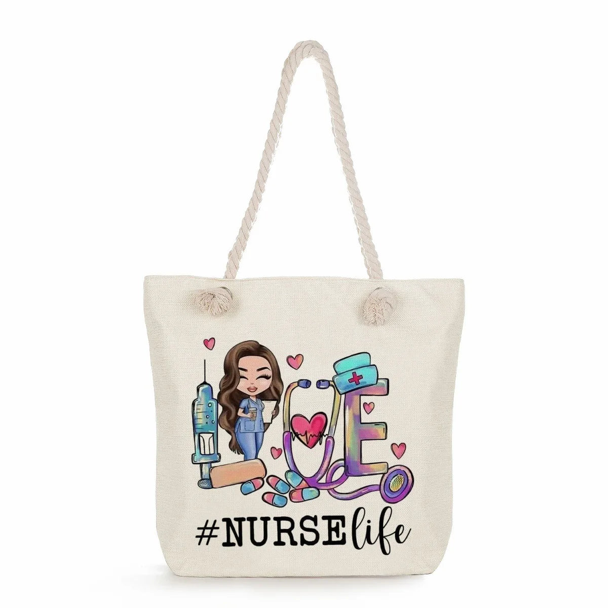 Printed Nurse Canvas Tote Bag