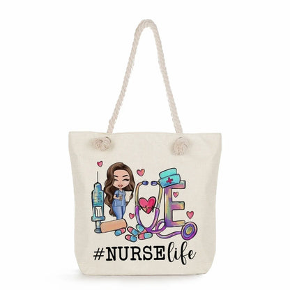 Printed Nurse Canvas Tote Bag