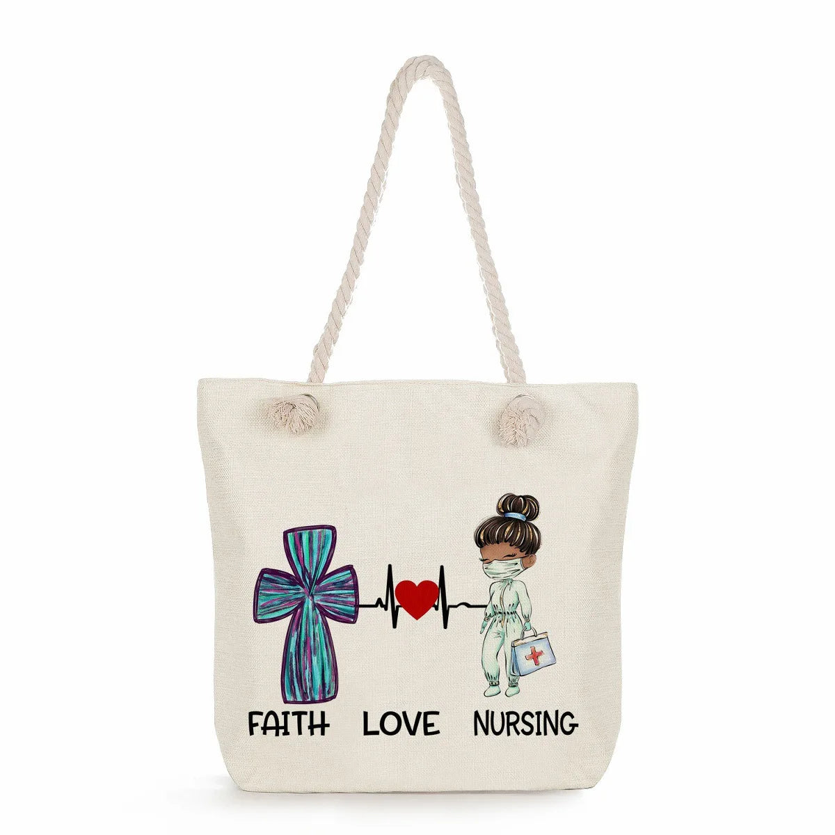 Printed Nurse Canvas Tote Bag