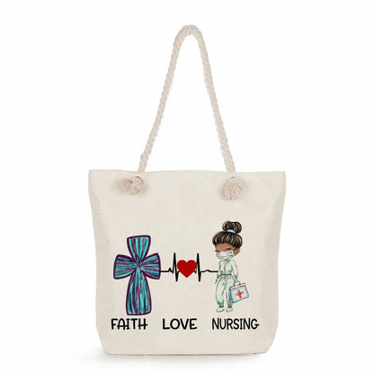 Printed Nurse Canvas Tote Bag