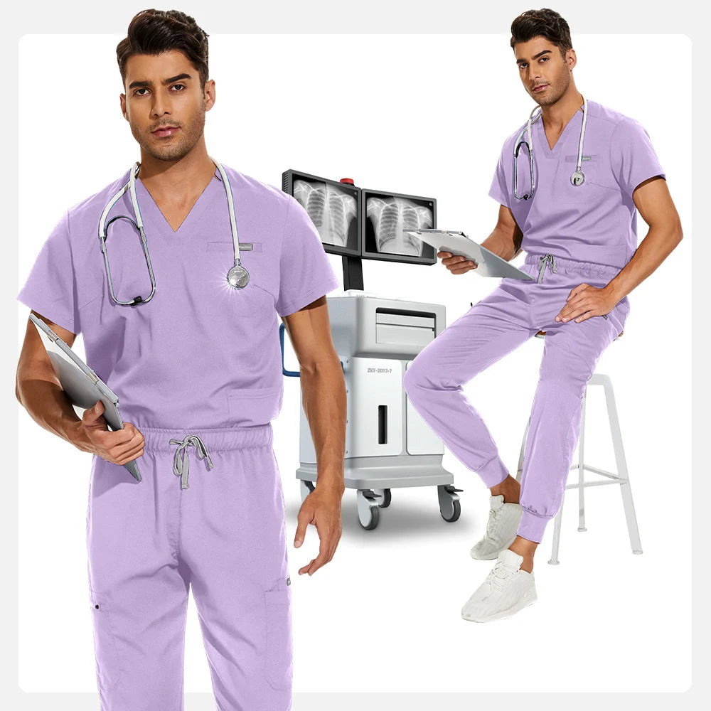 Unisex Medical Scrubs Set V-Neck Jogger
