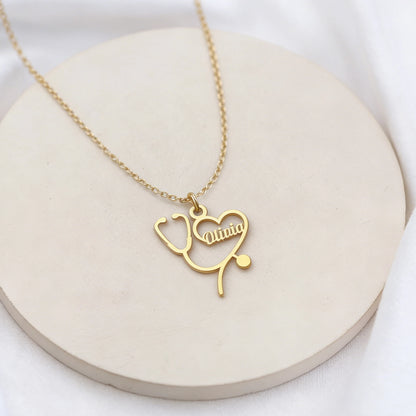 Custom Stethoscope Name Necklace