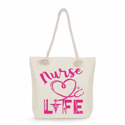 Printed Nurse Canvas Tote Bag