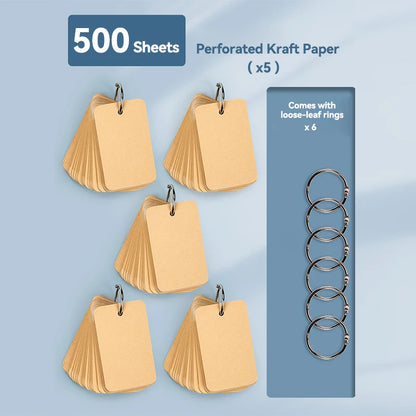 Kraft Paper Flashcard Notebook