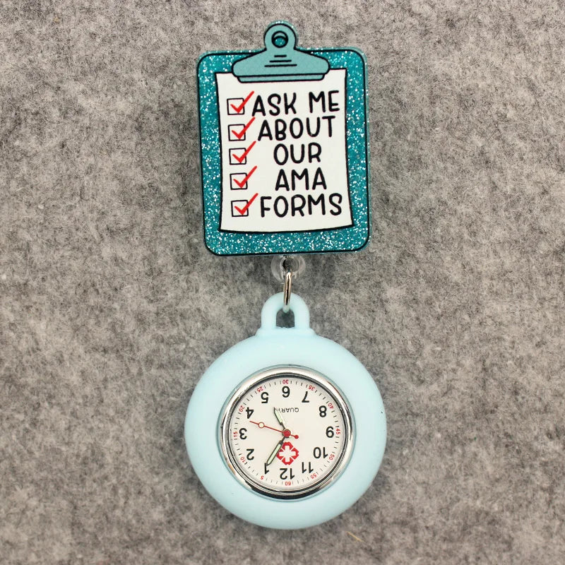 Glitter Heart Nurse Pocket Watch