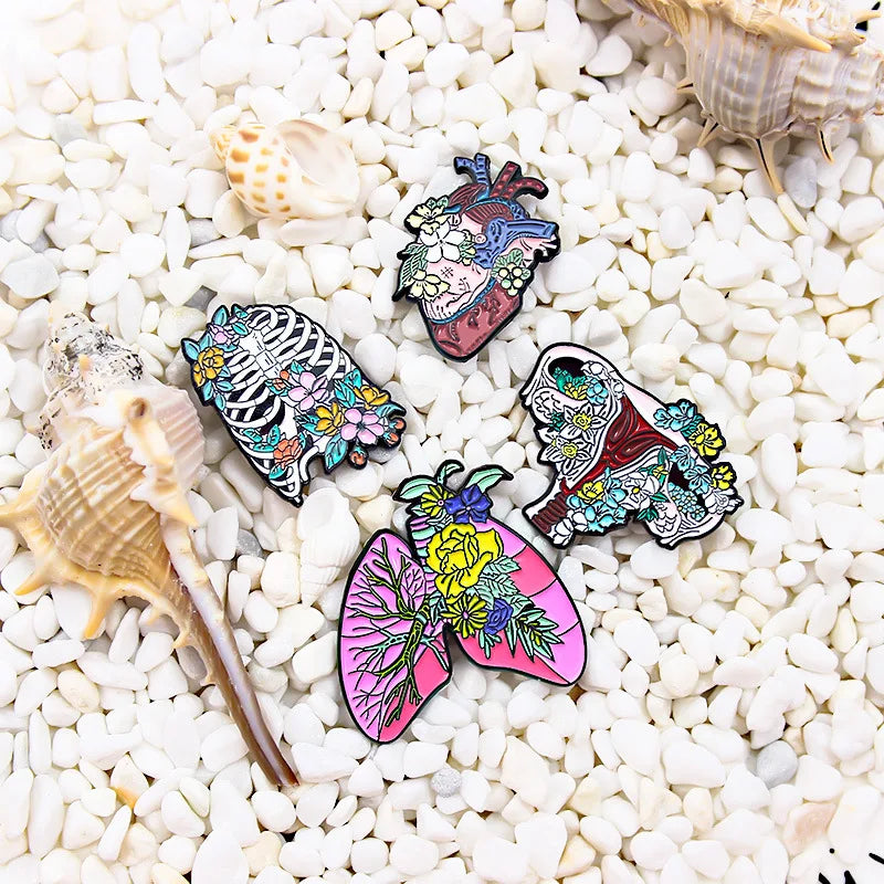 Medical Organ Enamel Brooch Set