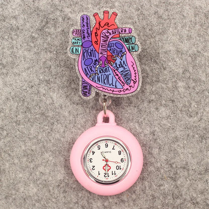 Glitter Heart Nurse Pocket Watch