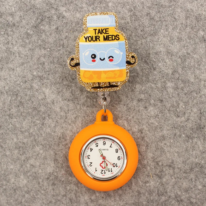 Glitter Heart Nurse Pocket Watch