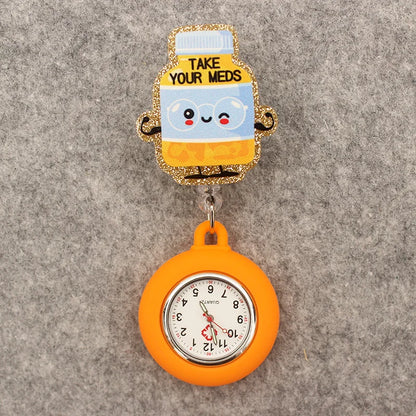Glitter Heart Nurse Pocket Watch