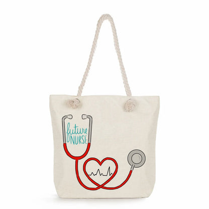 Printed Nurse Canvas Tote Bag