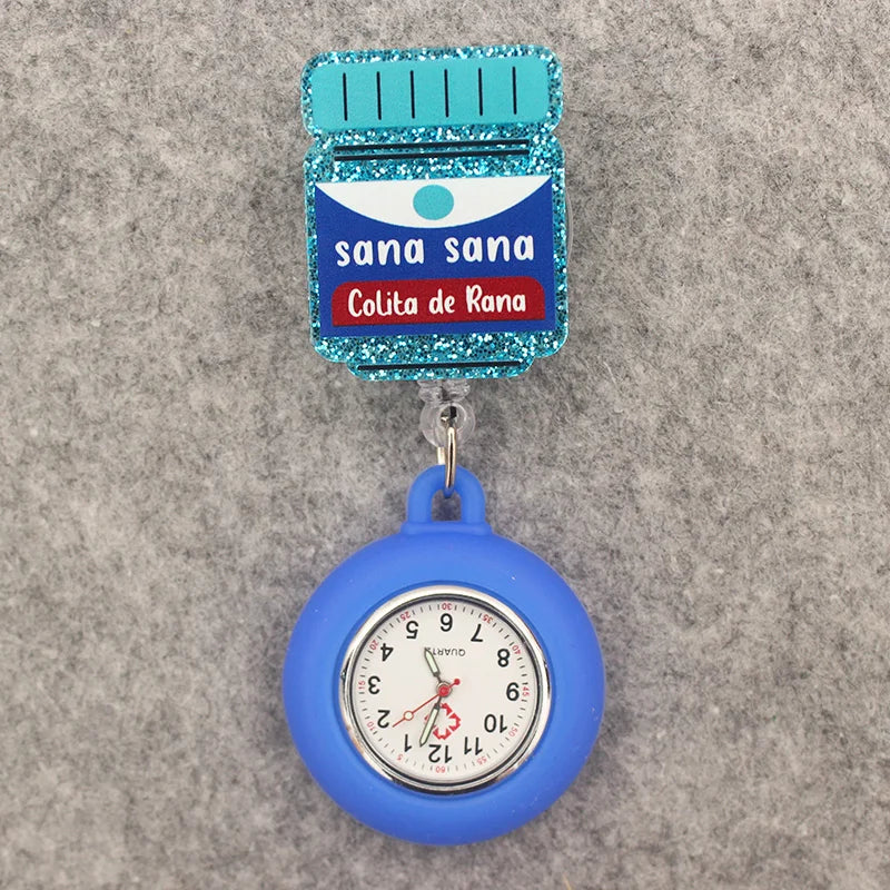 Glitter Heart Nurse Pocket Watch