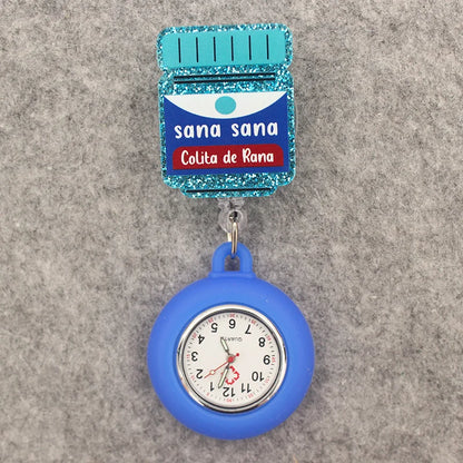Glitter Heart Nurse Pocket Watch