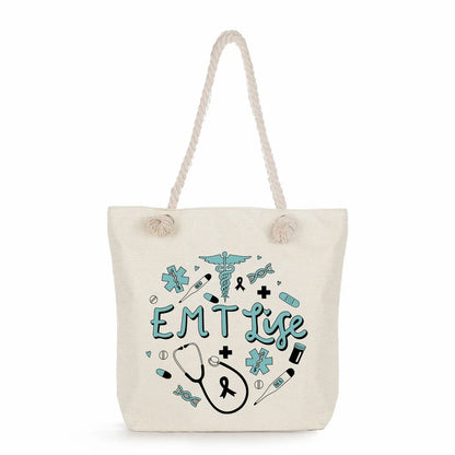 Printed Nurse Canvas Tote Bag