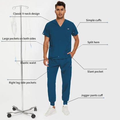 Unisex Medical Scrubs Set V-Neck Jogger