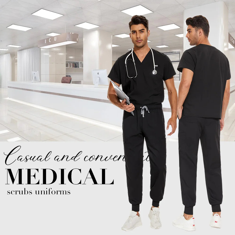 Unisex Medical Scrubs Set V-Neck Jogger