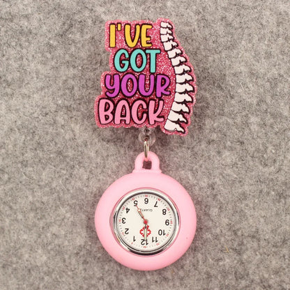 Glitter Heart Nurse Pocket Watch