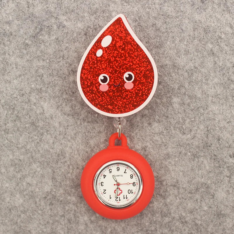 Glitter Heart Nurse Pocket Watch