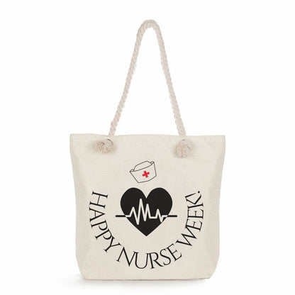 Printed Nurse Canvas Tote Bag