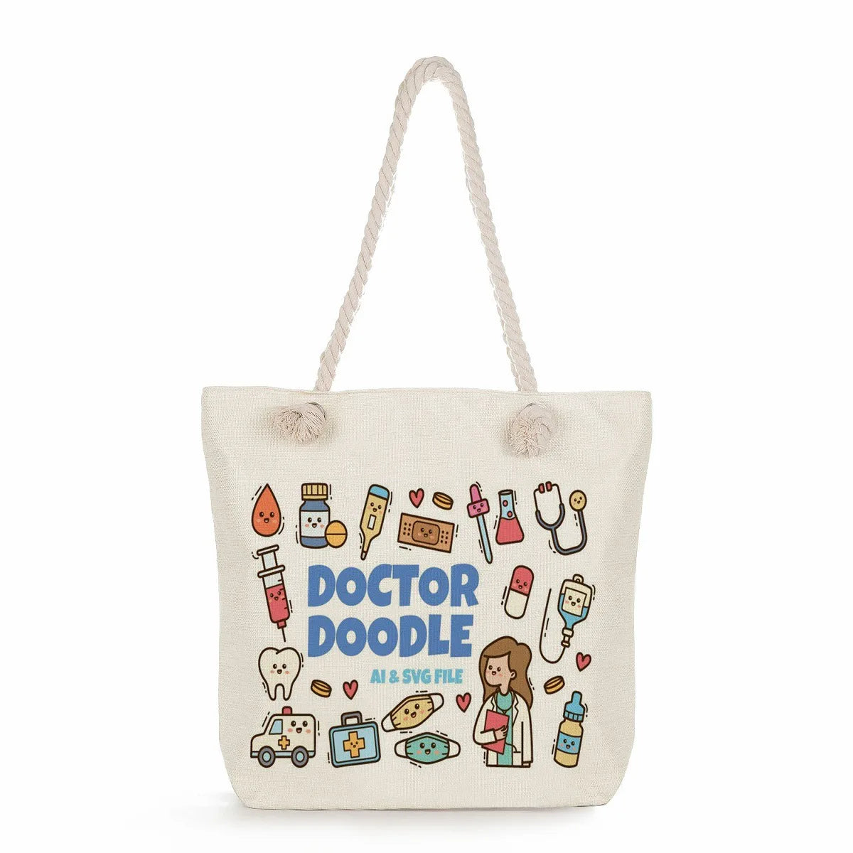 Printed Nurse Canvas Tote Bag