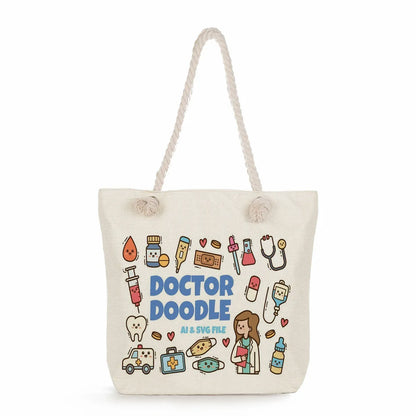 Printed Nurse Canvas Tote Bag