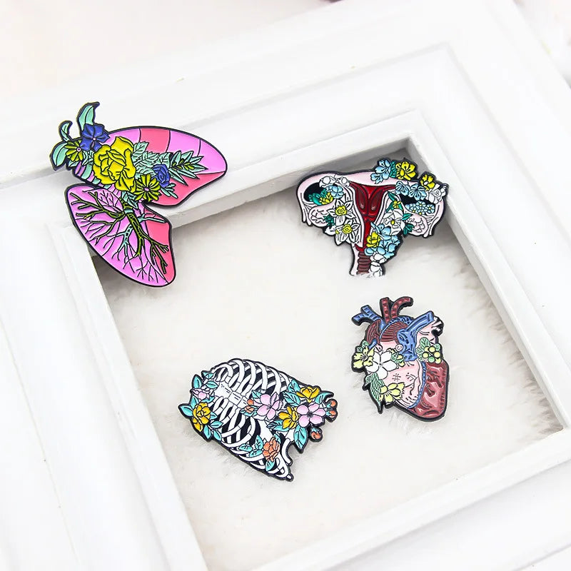 Medical Organ Enamel Brooch Set