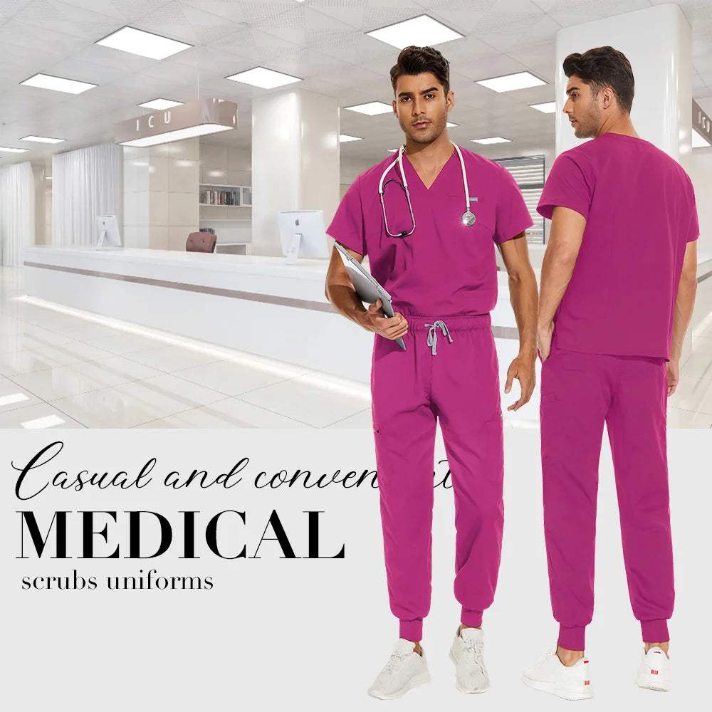 Unisex Medical Scrubs Set V-Neck Jogger