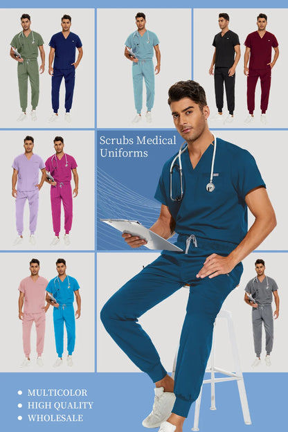 Unisex Medical Scrubs Set V-Neck Jogger