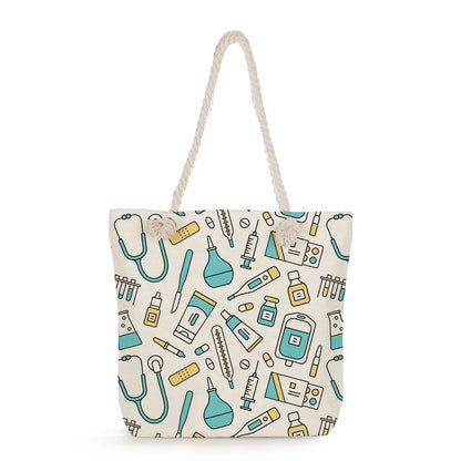 Printed Nurse Canvas Tote Bag