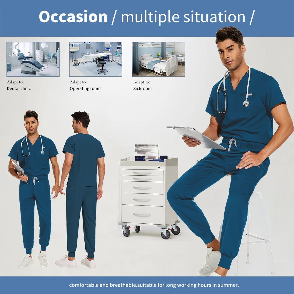 Unisex Medical Scrubs Set V-Neck Jogger