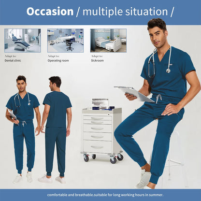 Unisex Medical Scrubs Set V-Neck Jogger