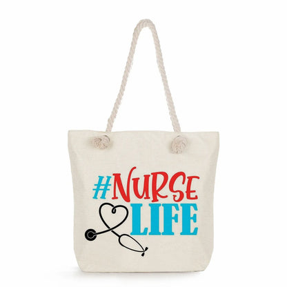 Printed Nurse Canvas Tote Bag