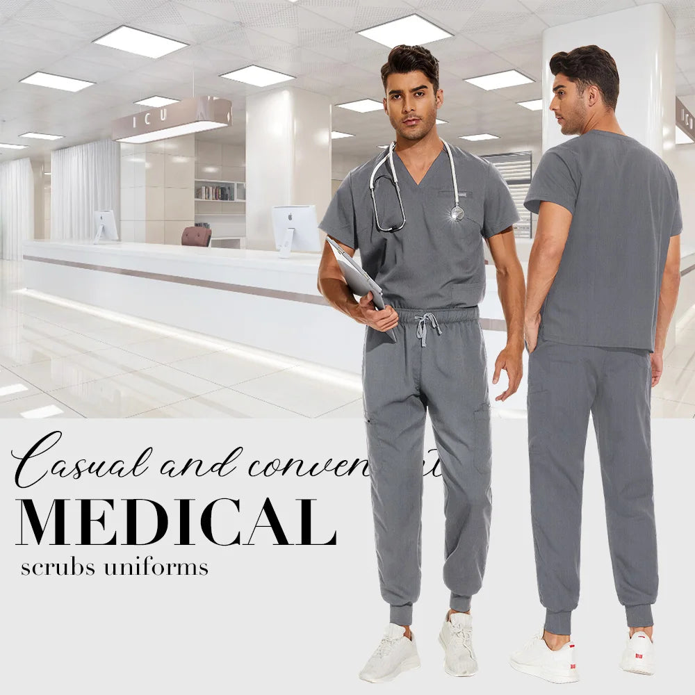 Unisex Medical Scrubs Set V-Neck Jogger