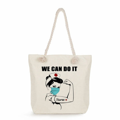 Printed Nurse Canvas Tote Bag