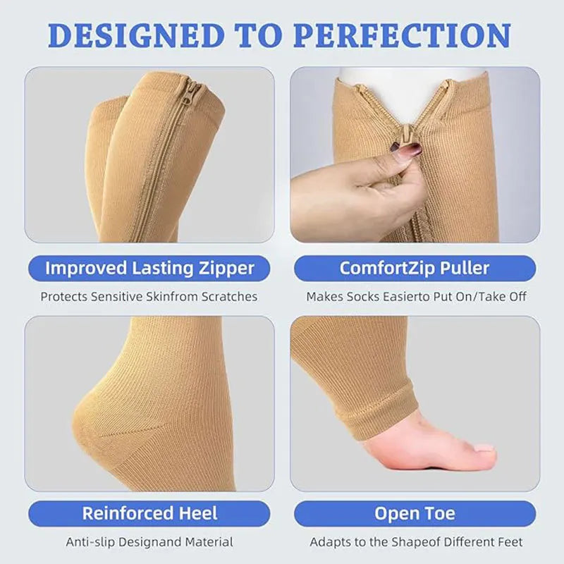Zipper Compression Support Socks