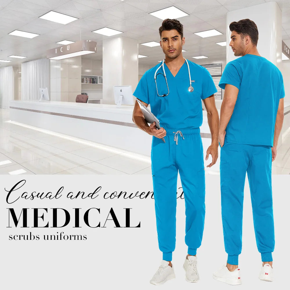 Unisex Medical Scrubs Set V-Neck Jogger
