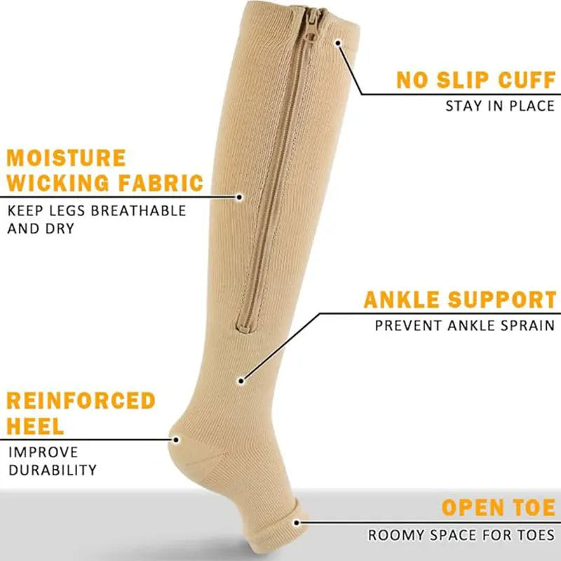 Zipper Compression Support Socks