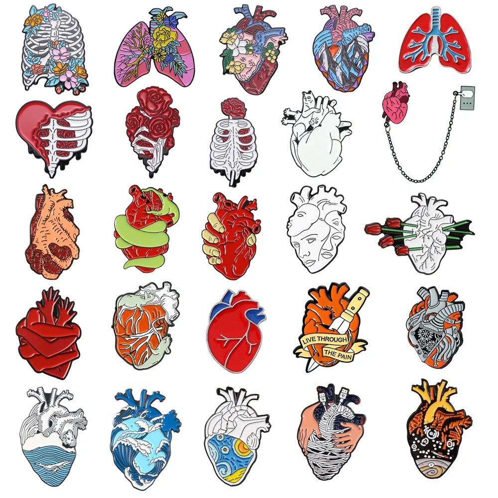 Medical Organ Enamel Brooch Set