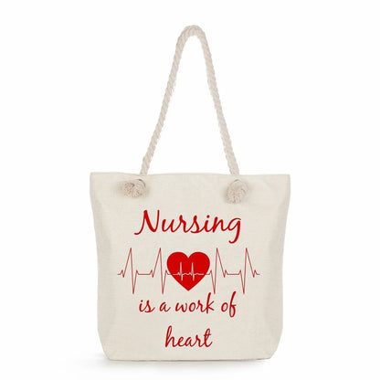 Printed Nurse Canvas Tote Bag