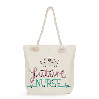 Printed Nurse Canvas Tote Bag