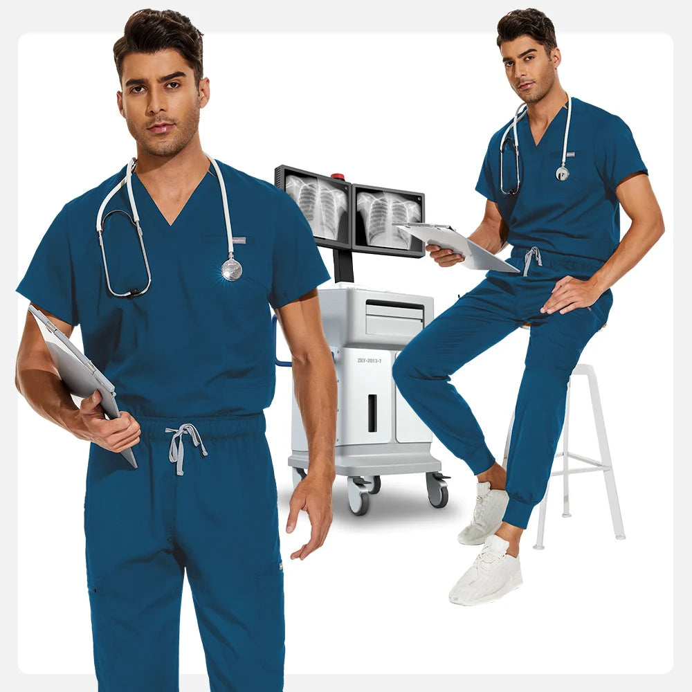 Unisex Medical Scrubs Set V-Neck Jogger