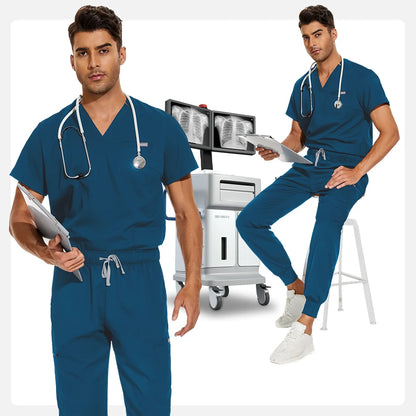 Unisex Medical Scrubs Set V-Neck Jogger