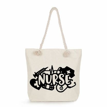 Printed Nurse Canvas Tote Bag